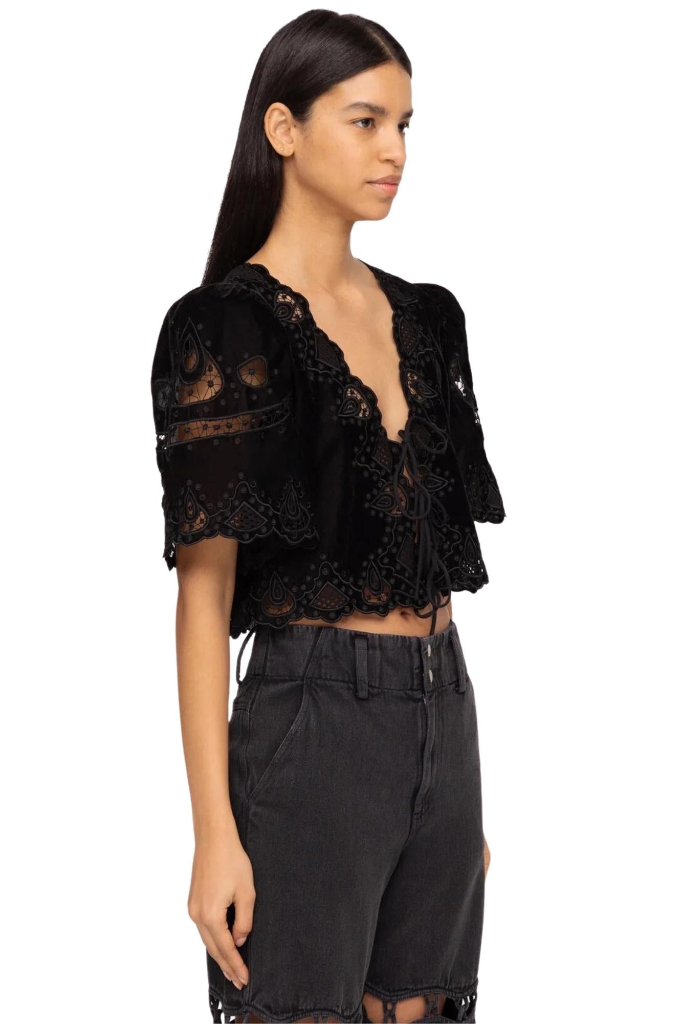       ELIANA-EMBROIDERY-SHORT-SLEEVE-TIE-FRONT-BLACK-TOP-5